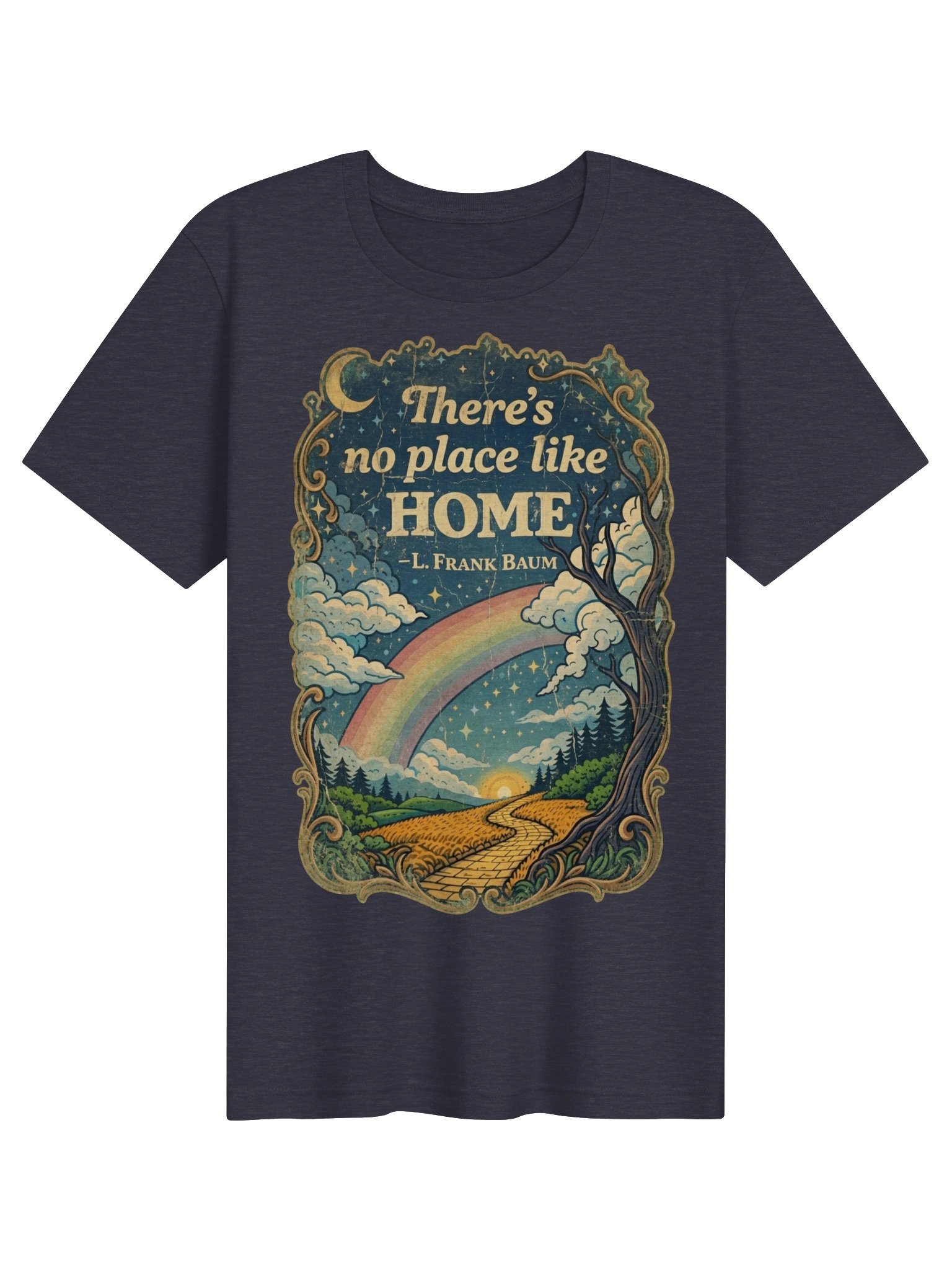 There's No Place Like Home Oz T-Shirt, Retro Rainbow Path with Yellow Brick Road product image (16)