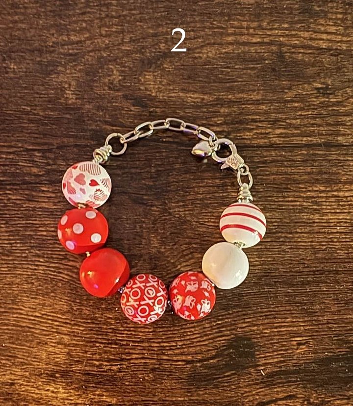Wooden Bead Bracelet | Stainless Steel Snake Chain | Adjustable Heart Extension | One of a Kind product image (2)