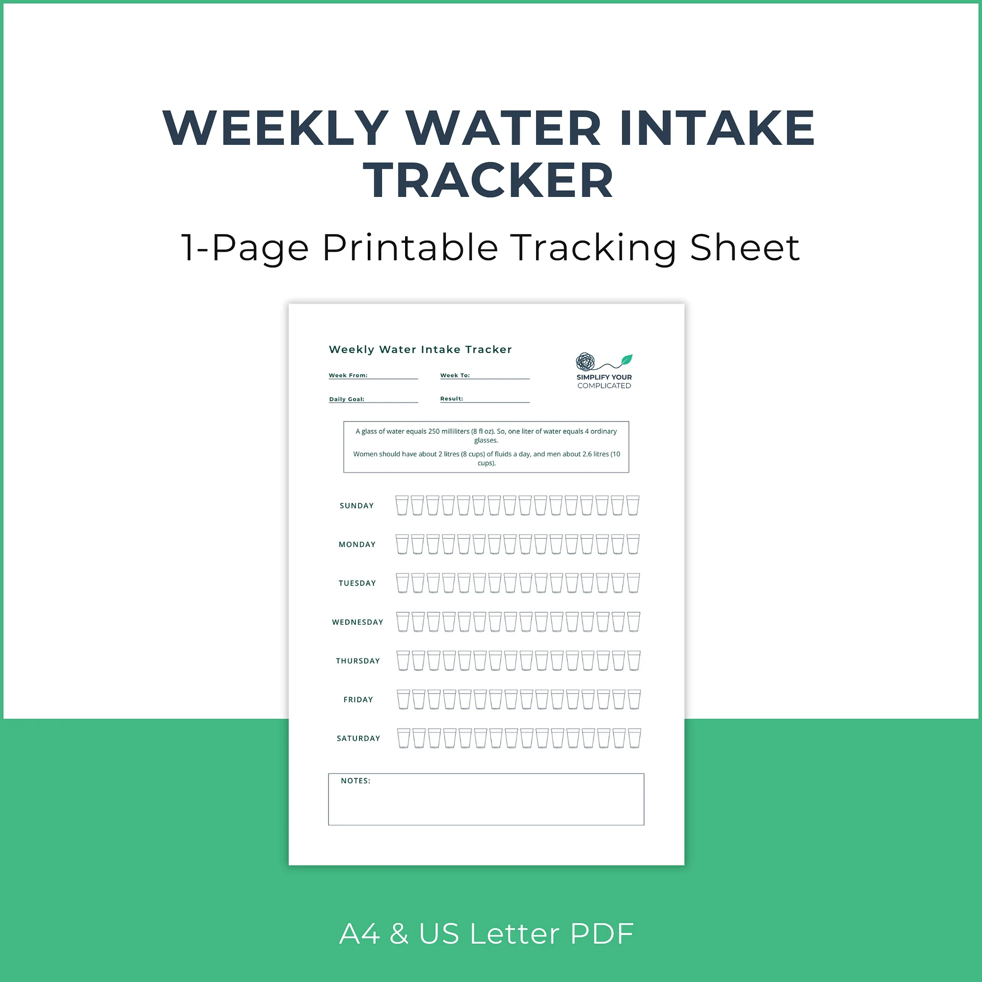 Weekly Water Intake Tracker product image (1)