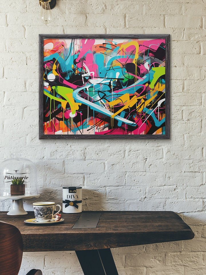 Abstract Graffiti Canvas Print, Colorful Street Art Wall Decor, Contemporary Urban Artwork, Modern Expressionist Drip Painting Poster product image (2)