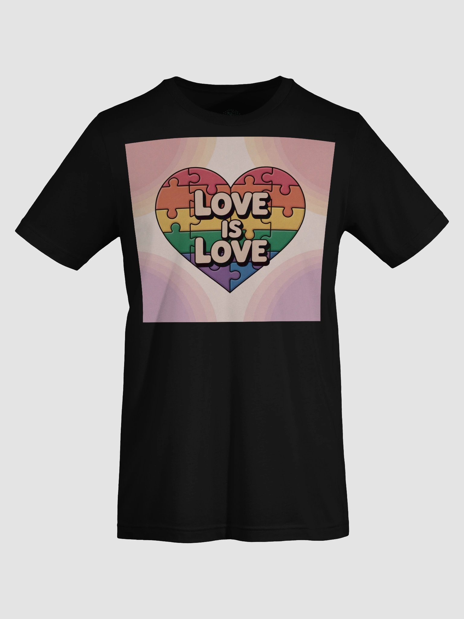Exclusive 'Love is Love' Rainbow Puzzle Heart Pride Unisex T-Shirt - TDS Music product image (67)