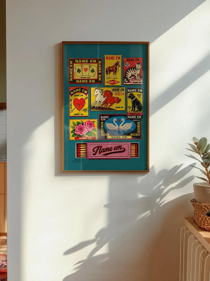Sutton Stracke Name Em Print, Retro Matchbook Collage, RHOBH Quote Wall Art (Digital Download) product image (2)