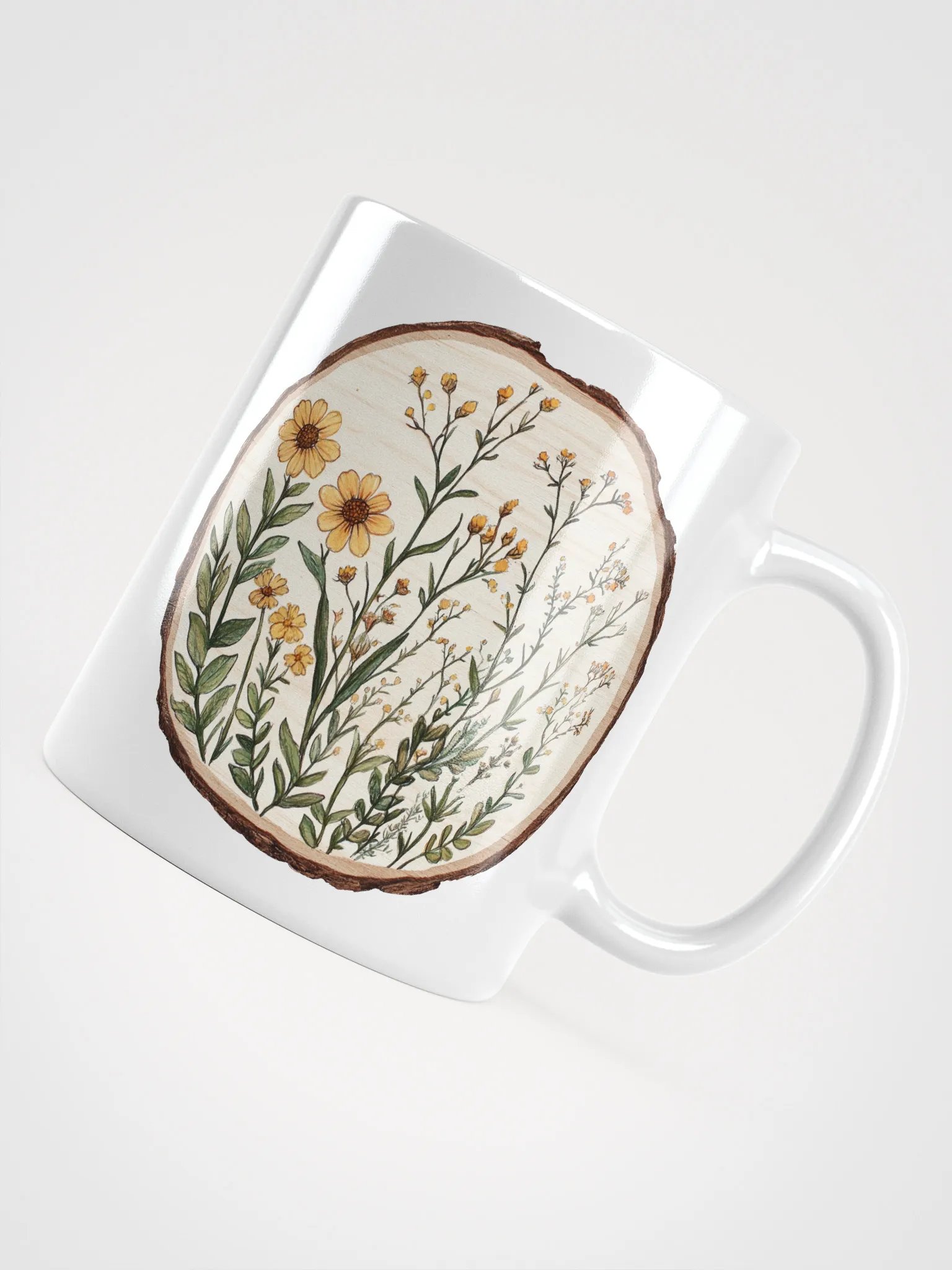 Wildflower Round Wood Art Ceramic Mug product image (11)