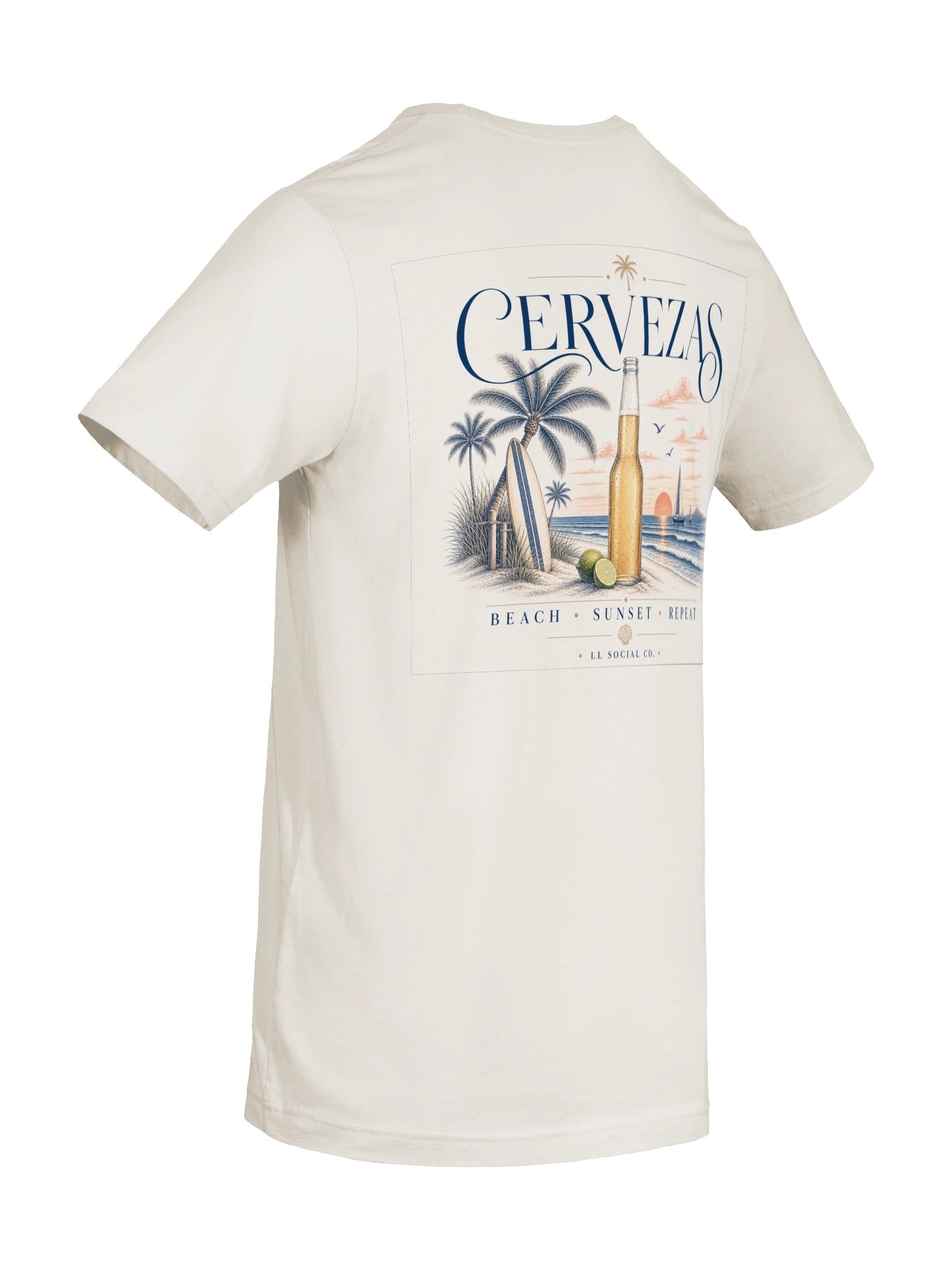 Cervezas Beach Sunset Repeat - Unisex Resort Tee (Back Image) product image (8)
