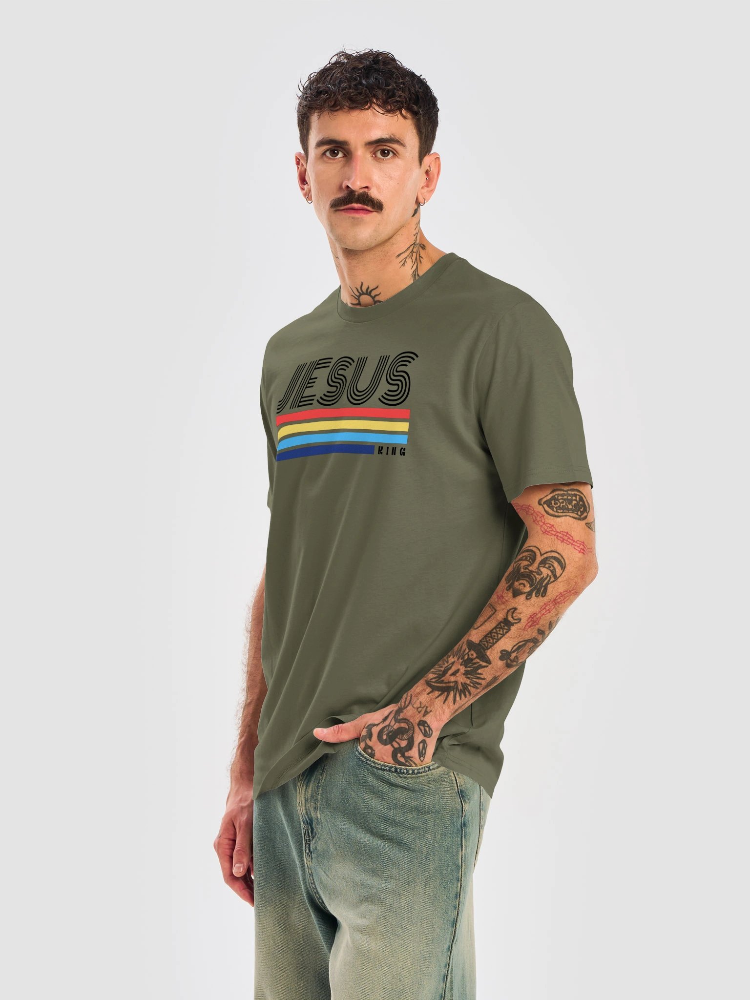 Retro Jesus King Minimalist Organic Tee product image (33)