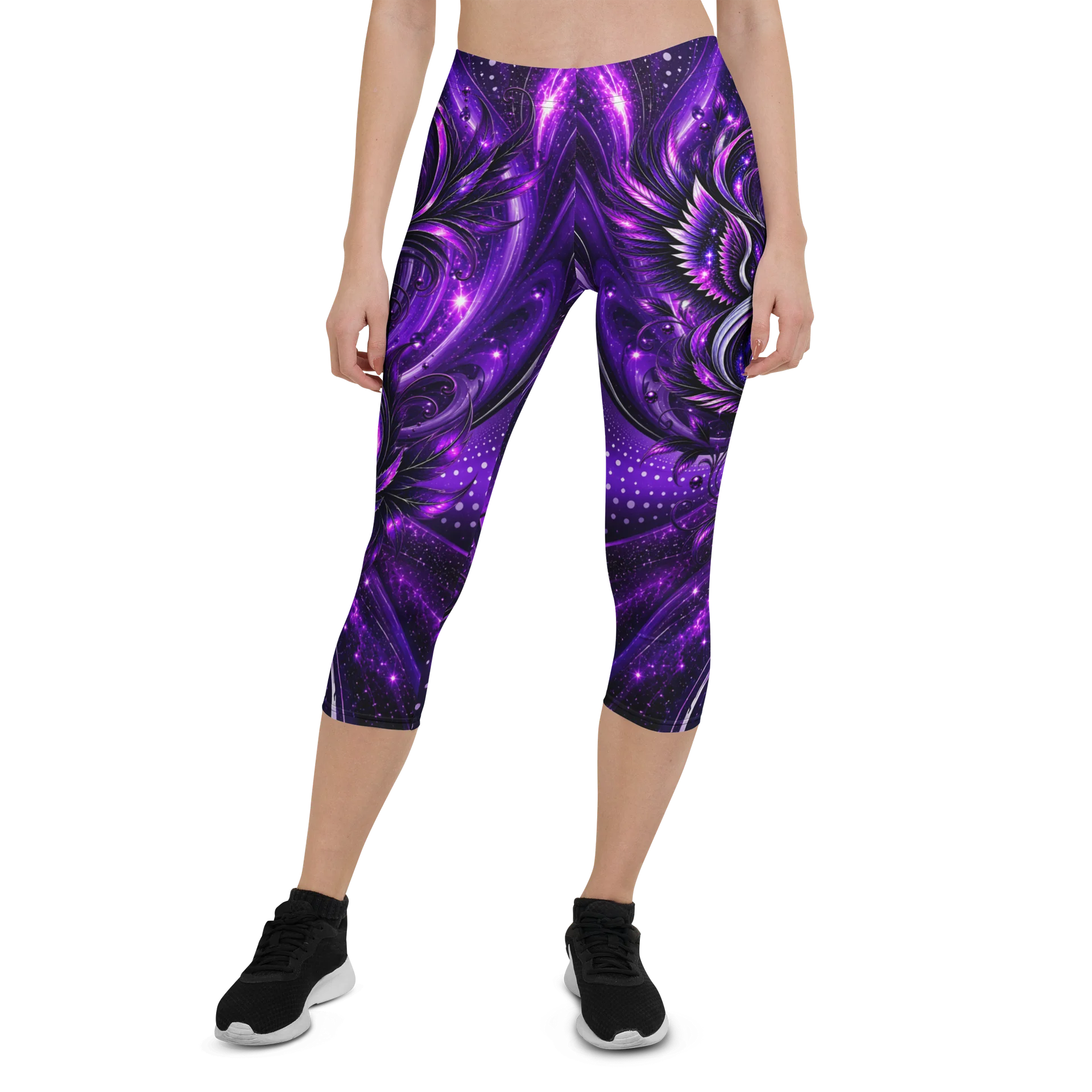 Cosmic Purple Abstract Capri Leggings product image (1)