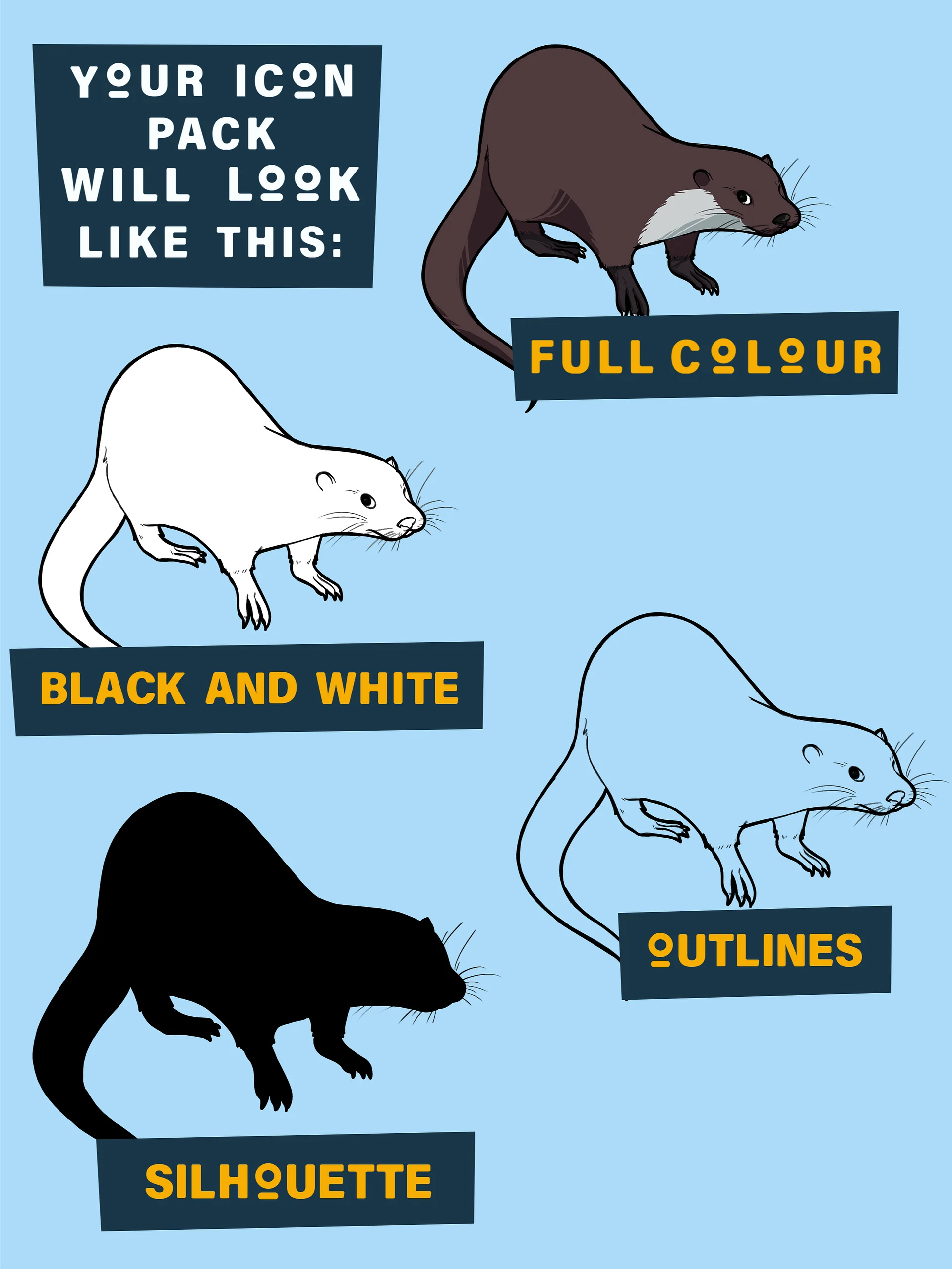 Mustelids of the UK - Illustrated Icon Pack product image (5)