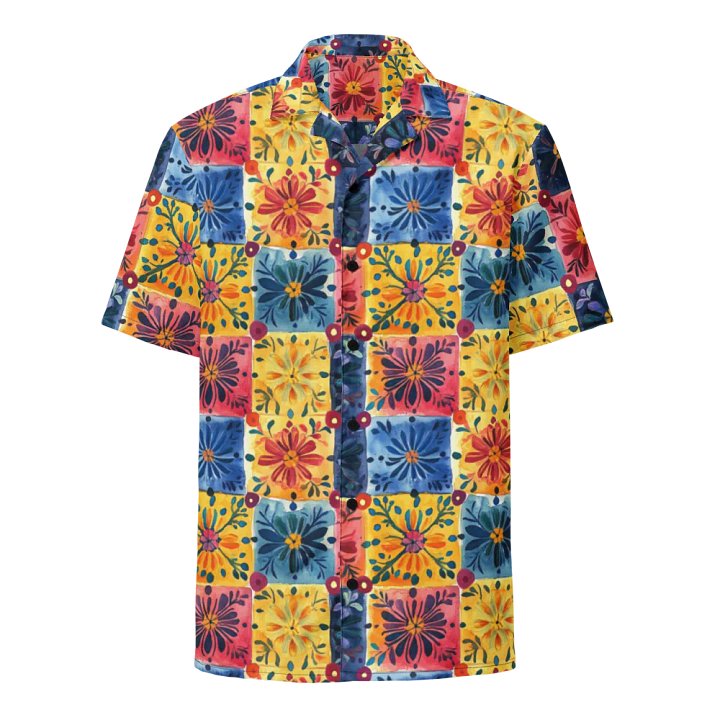 Papel Picado Floral Pattern-Seamless Patchwork Hawaiian Shirt product image (1)