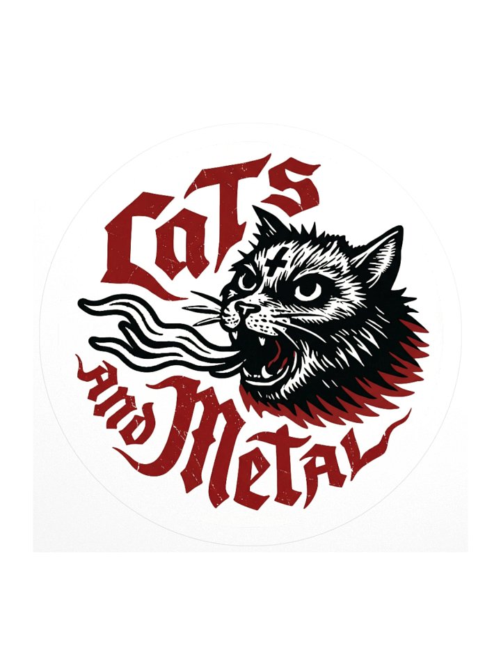 CATS AND METAL LOGO TITLE KISS CUT STICKER product image (2)