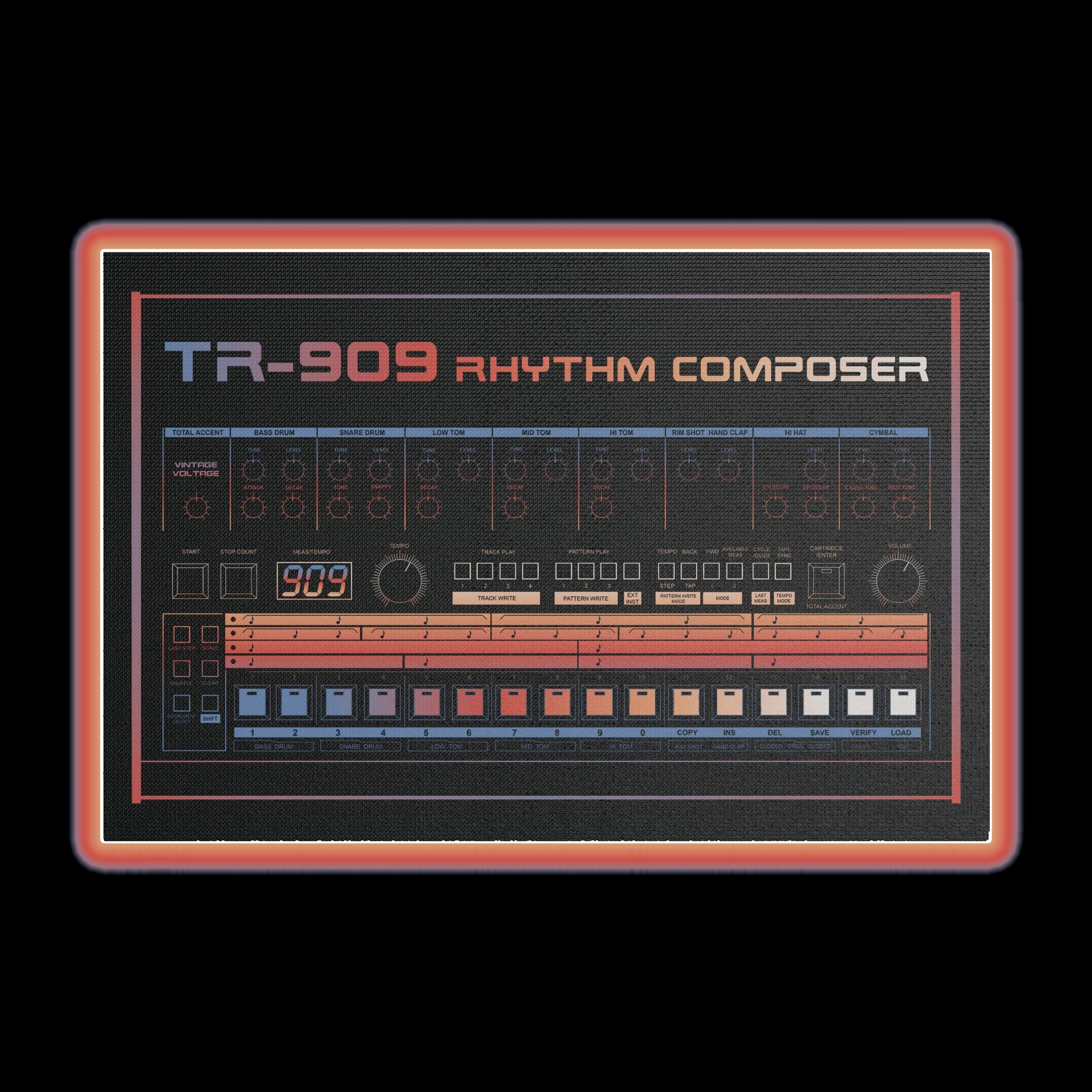 909 Canvas Wall Art - Roland TR-909 Rhythm Composer (Vintage Drum Machine) product image (12)