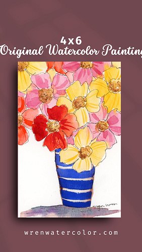 A little burst of color to brighten your day. 🌸✨

This original watercolor features cheerful pinks, sunny yellows, vibrant or...