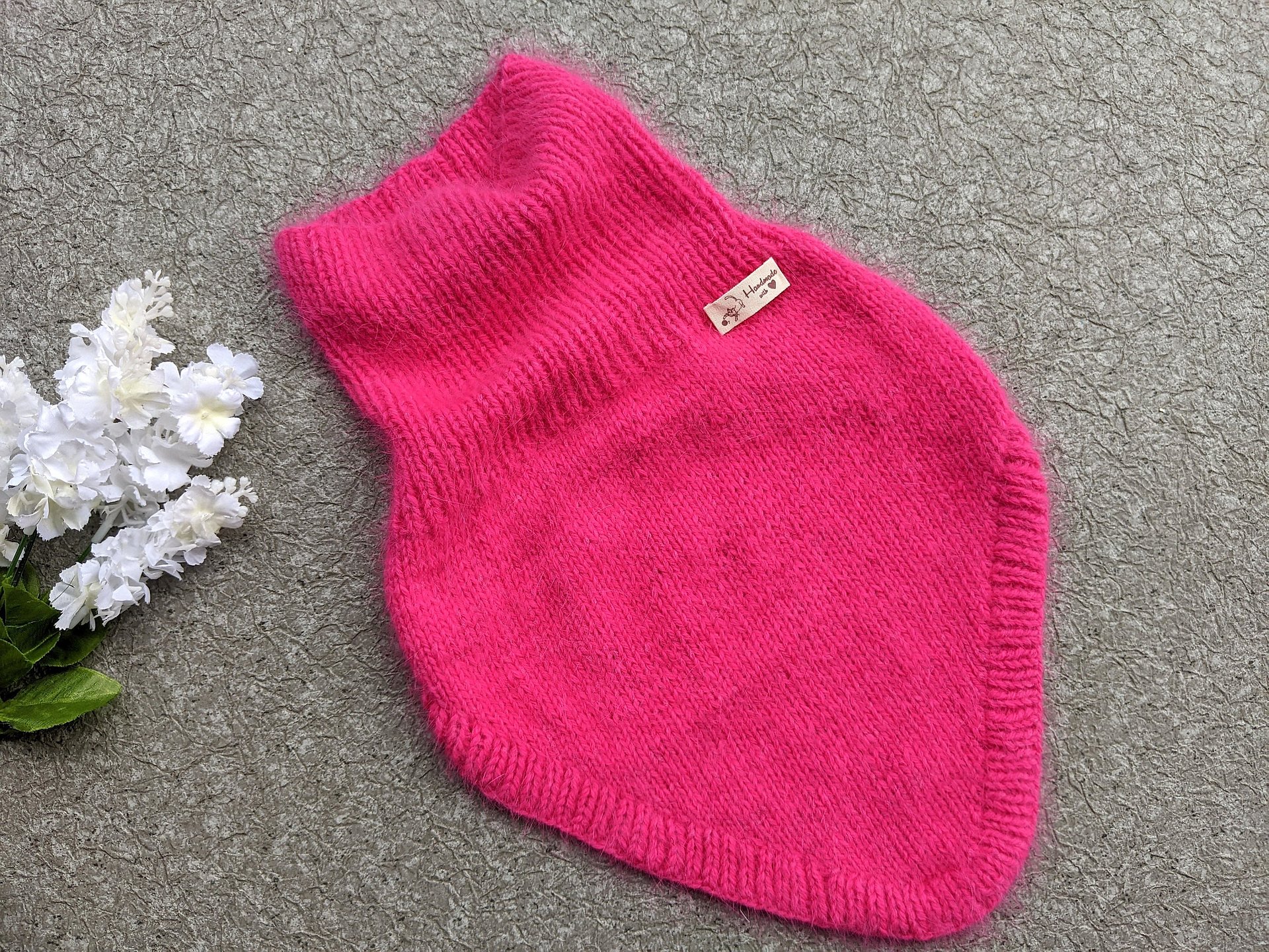 Pink Winter Bandana Cowl Knitting Pattern product image (4)