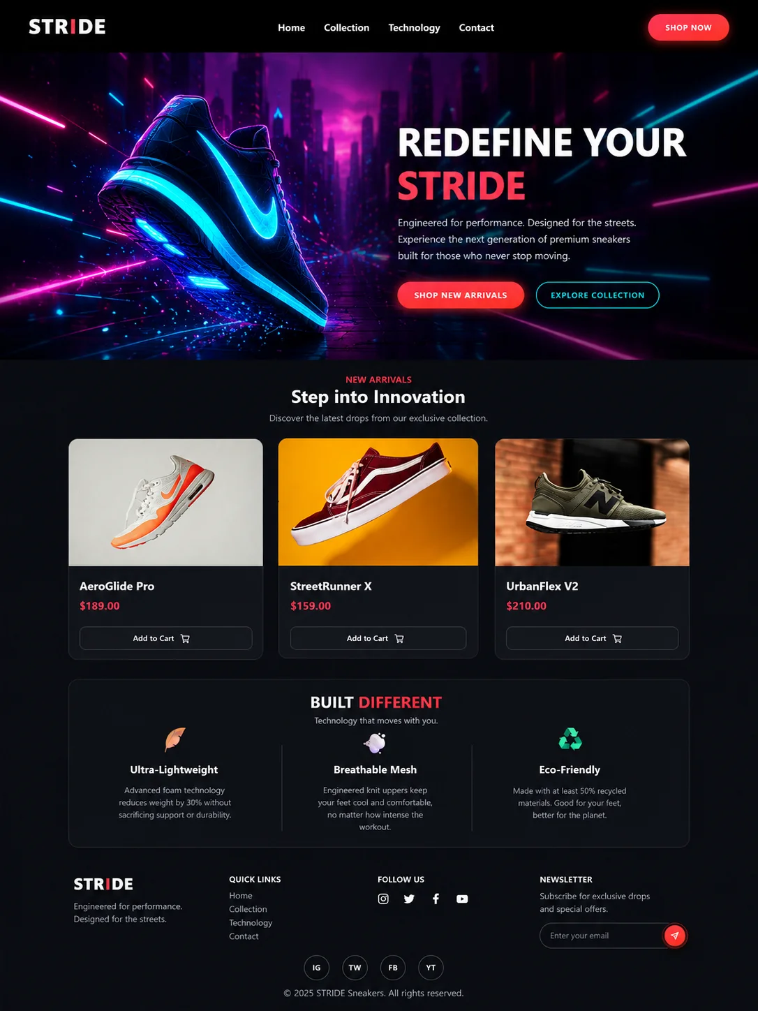 Stride – Premium Sneaker Landing Page Template product image (1)