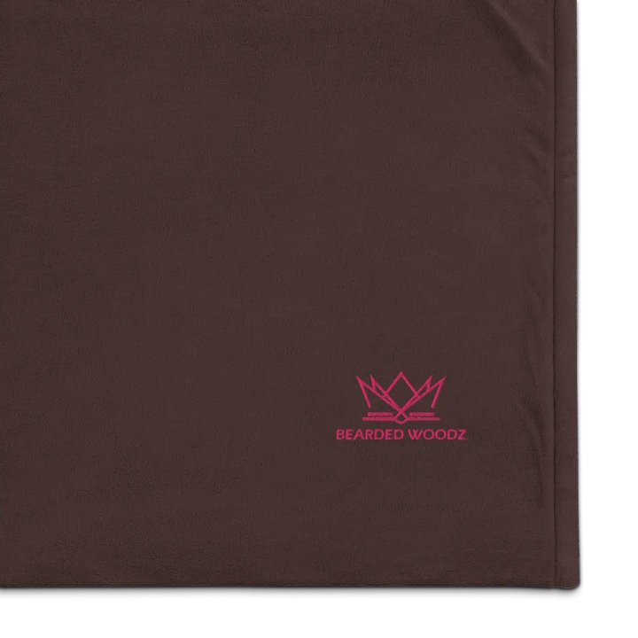 Bearded Woodz Embroider Sherpa Blanket (Brown/ Flamingo) product image (1)