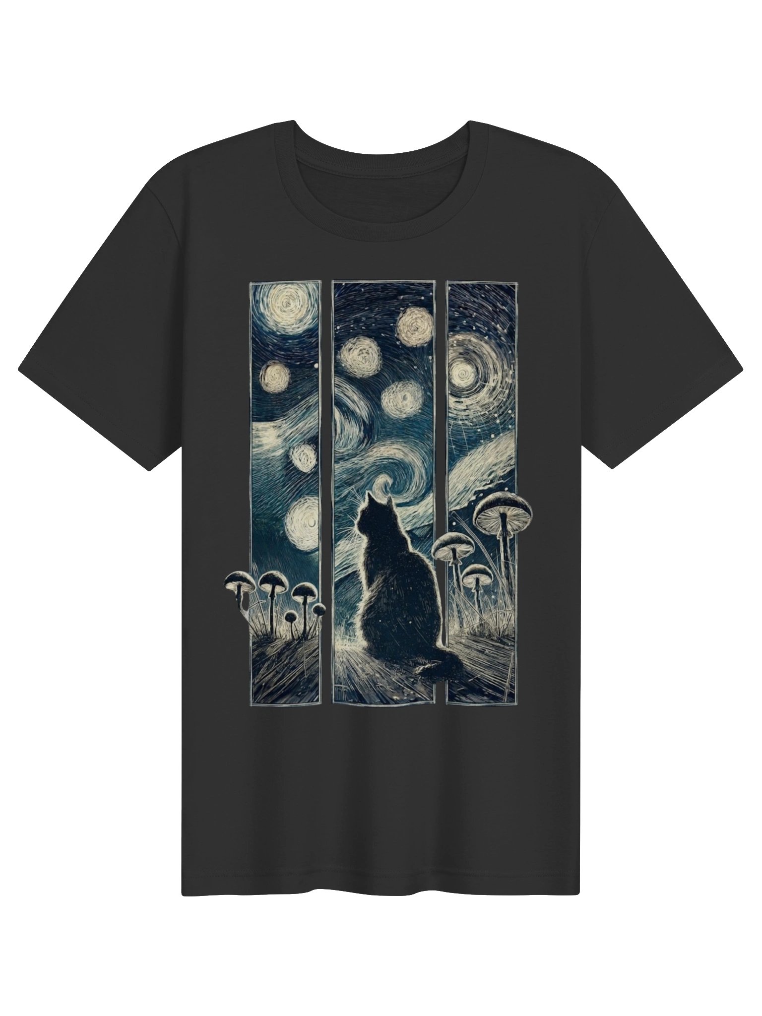 Cat Starry Night Tee, Van Gogh Inspired Cat Shirt product image (2)