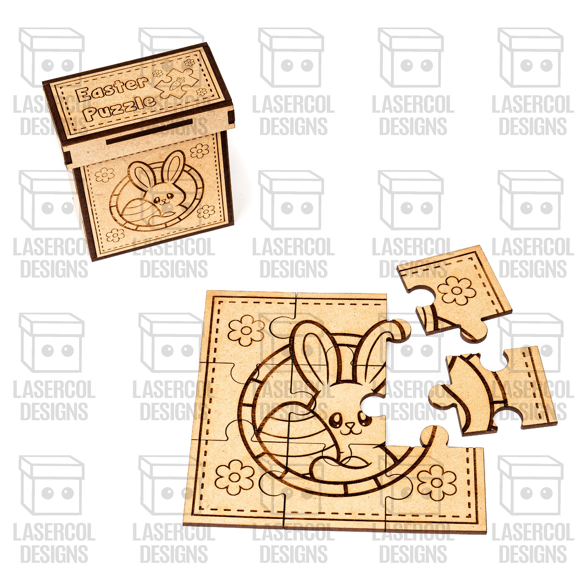 Easter Bunny Puzzle With Box Set 4 (2 Sizes) - Laser Cut Files product image (9)