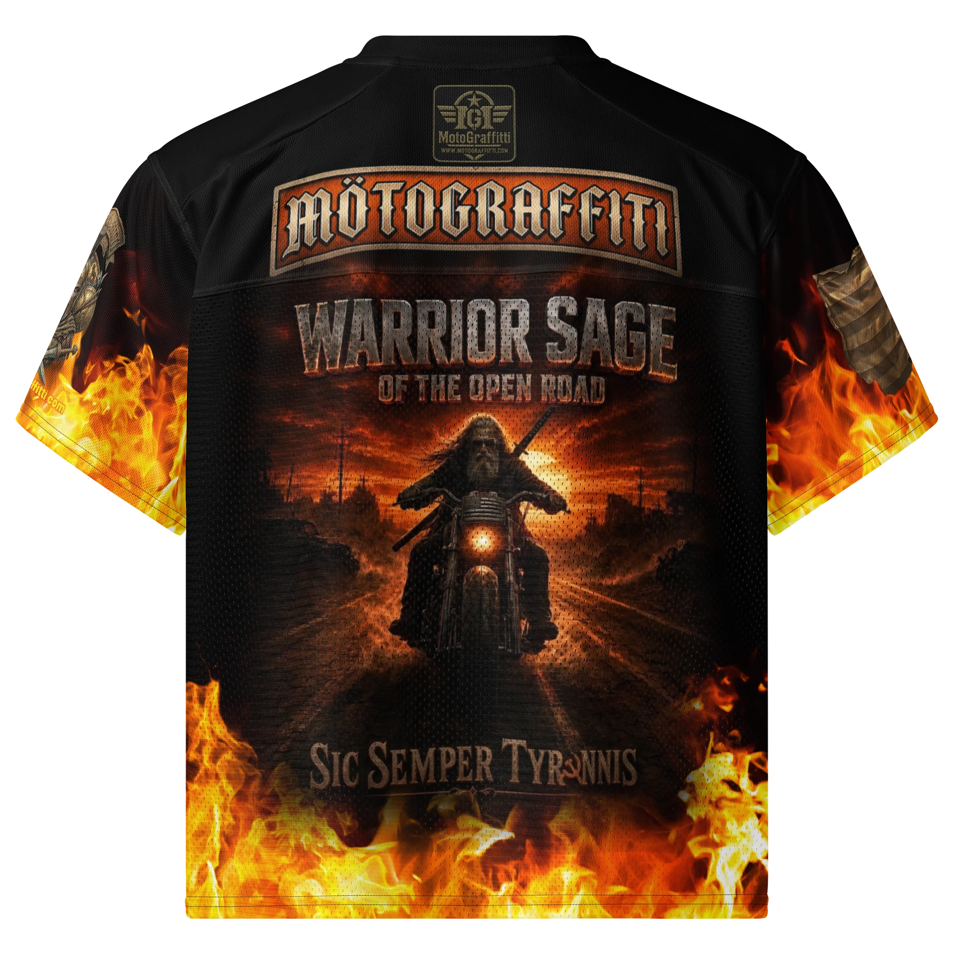 MötoGraffitti Warrior Sage Sic Semper Tyrranis Football Jersey product image (2)