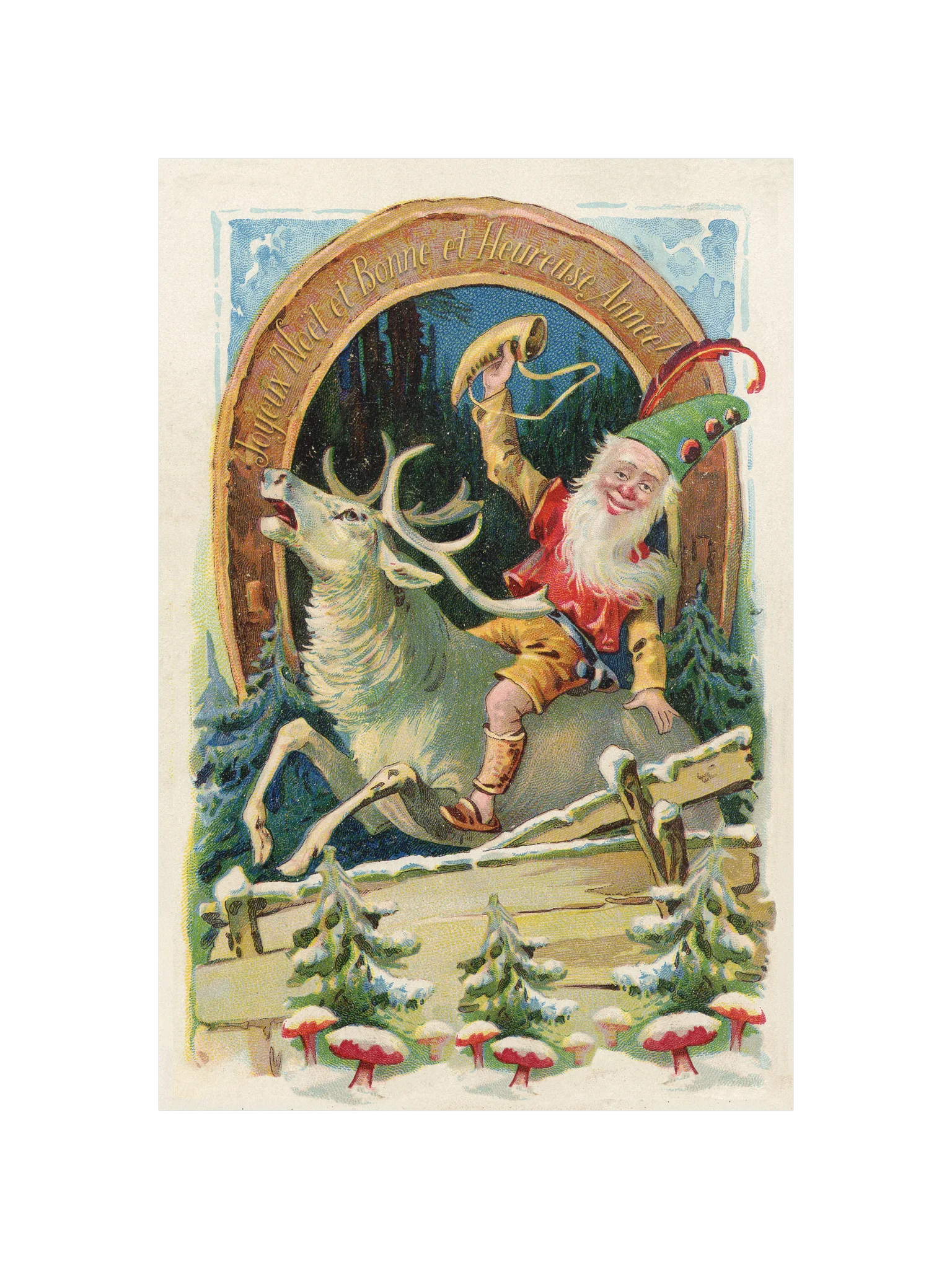 Whimsical Vintage Elf on Reindeer Poster product image (1)