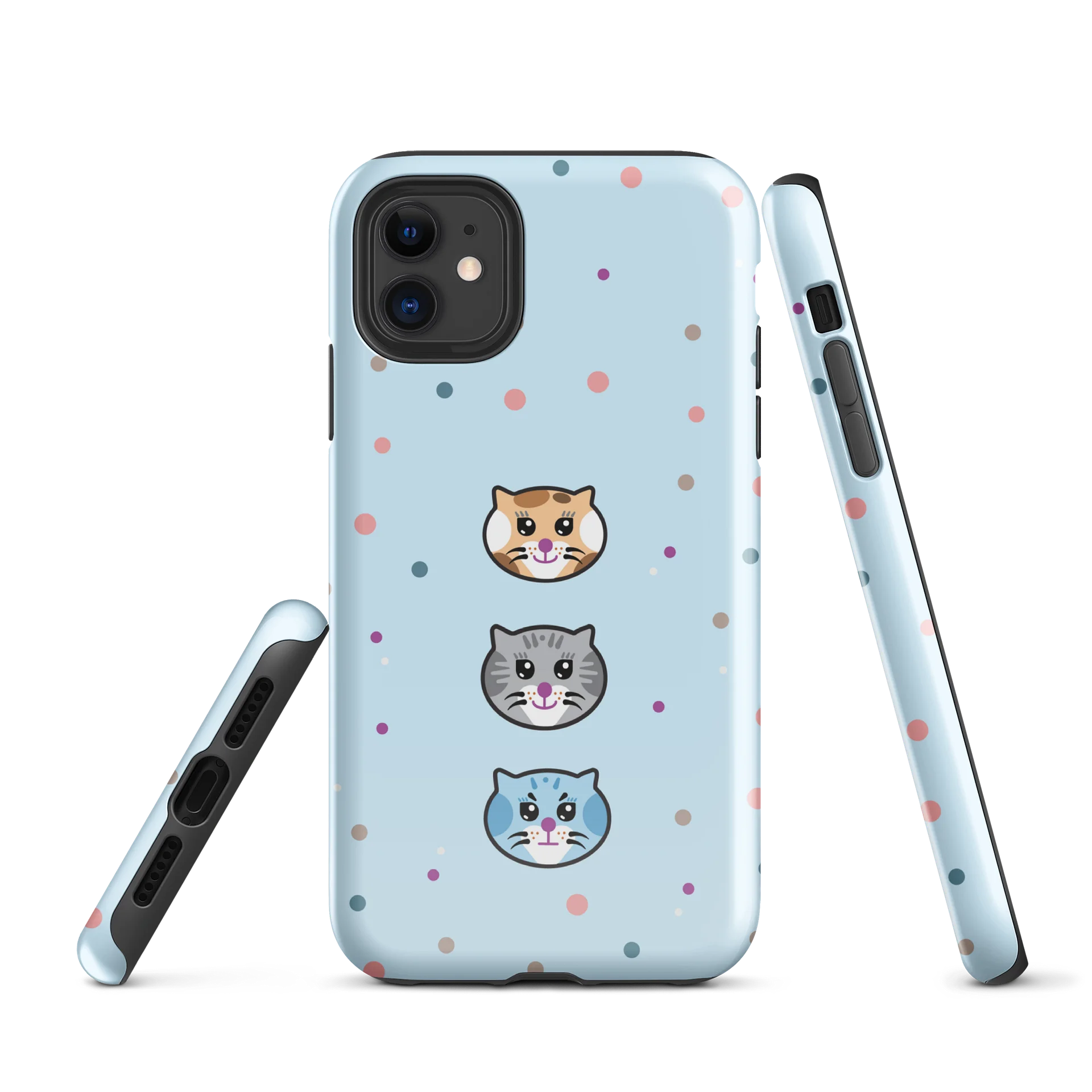 Cartoon Cat Besties iPhone Case — Blu, Yogii & Prego Light Blue Edition product image (1)
