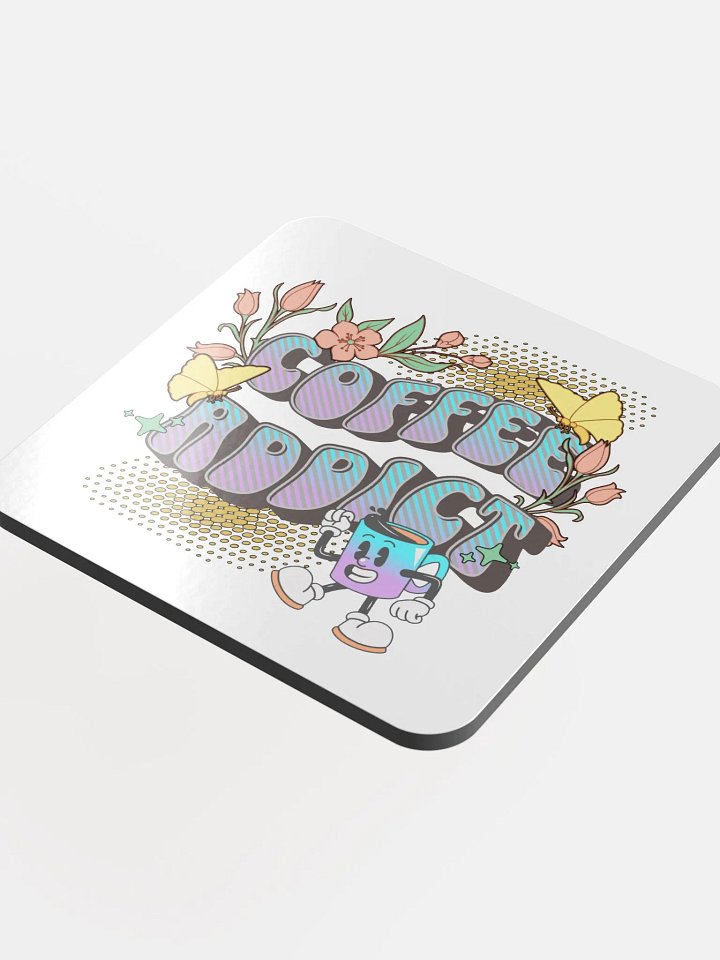 Coffee Addict Mascot Mug Cheerful Cork Coaster product image (1)