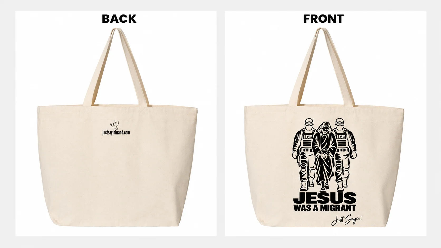 JESUS WAS A MIGRANT Faith & Justice MARKET BAG product image (1)