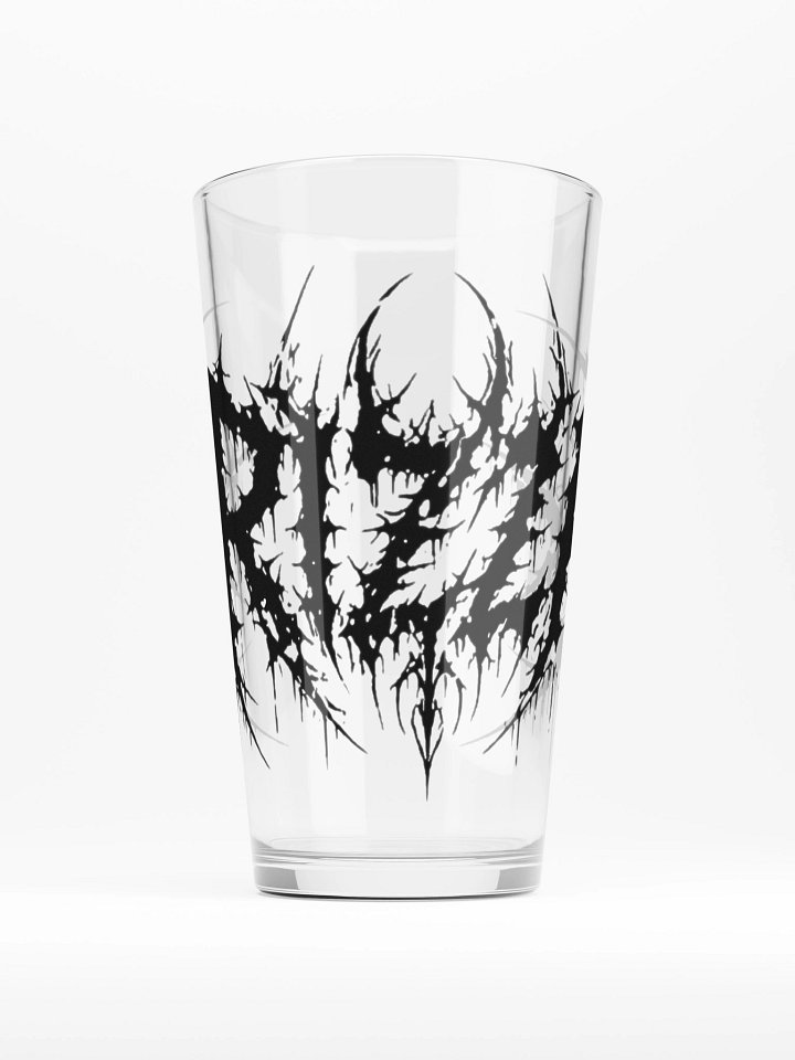 Metal logo pint glass product image (1)