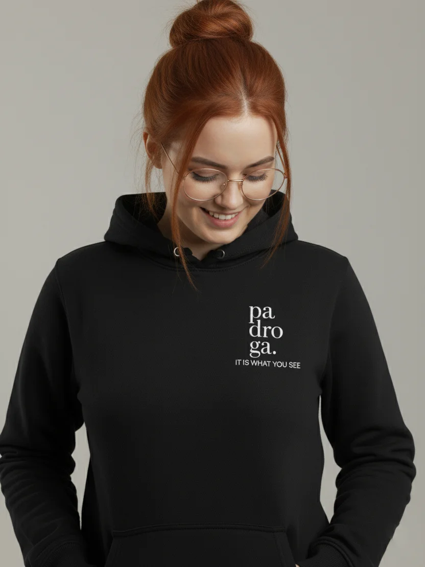 padroga. black hoodie vertical logo product image (2)