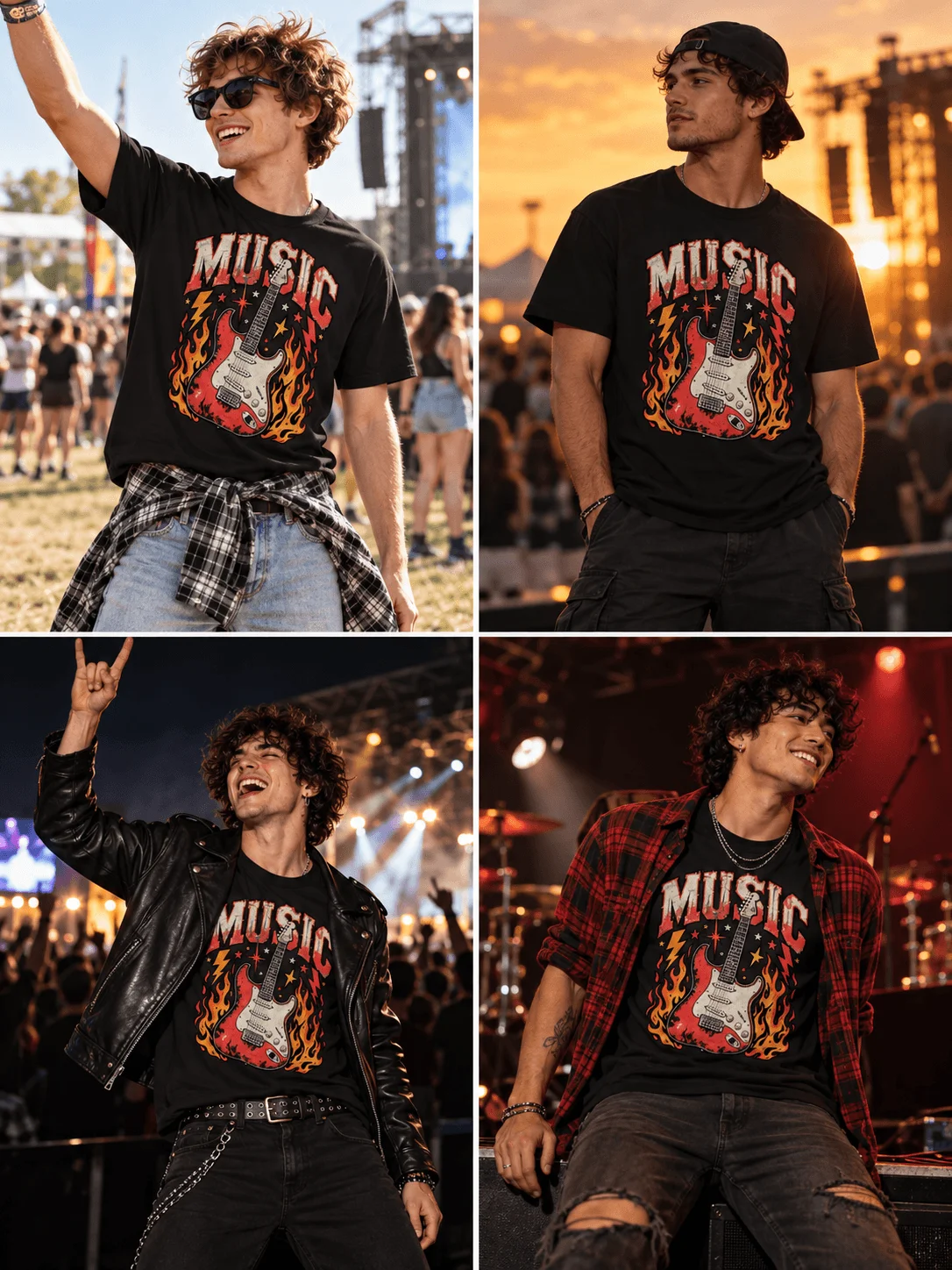 Live Music Guitar Retro Concert T-Shirt product image (46)