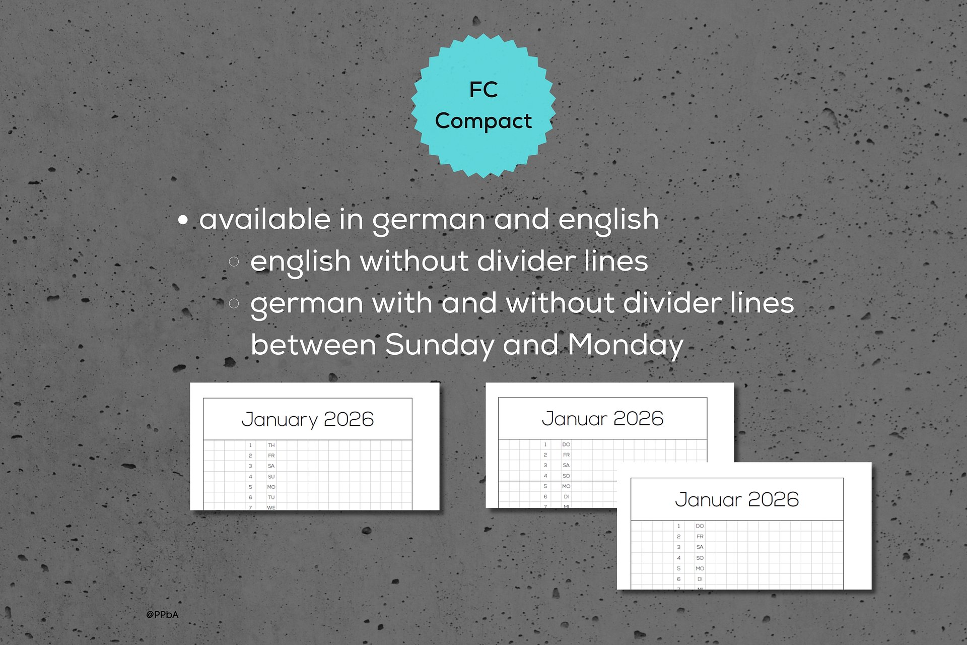 monthly pages - FC Compact - 2026 product image (3)