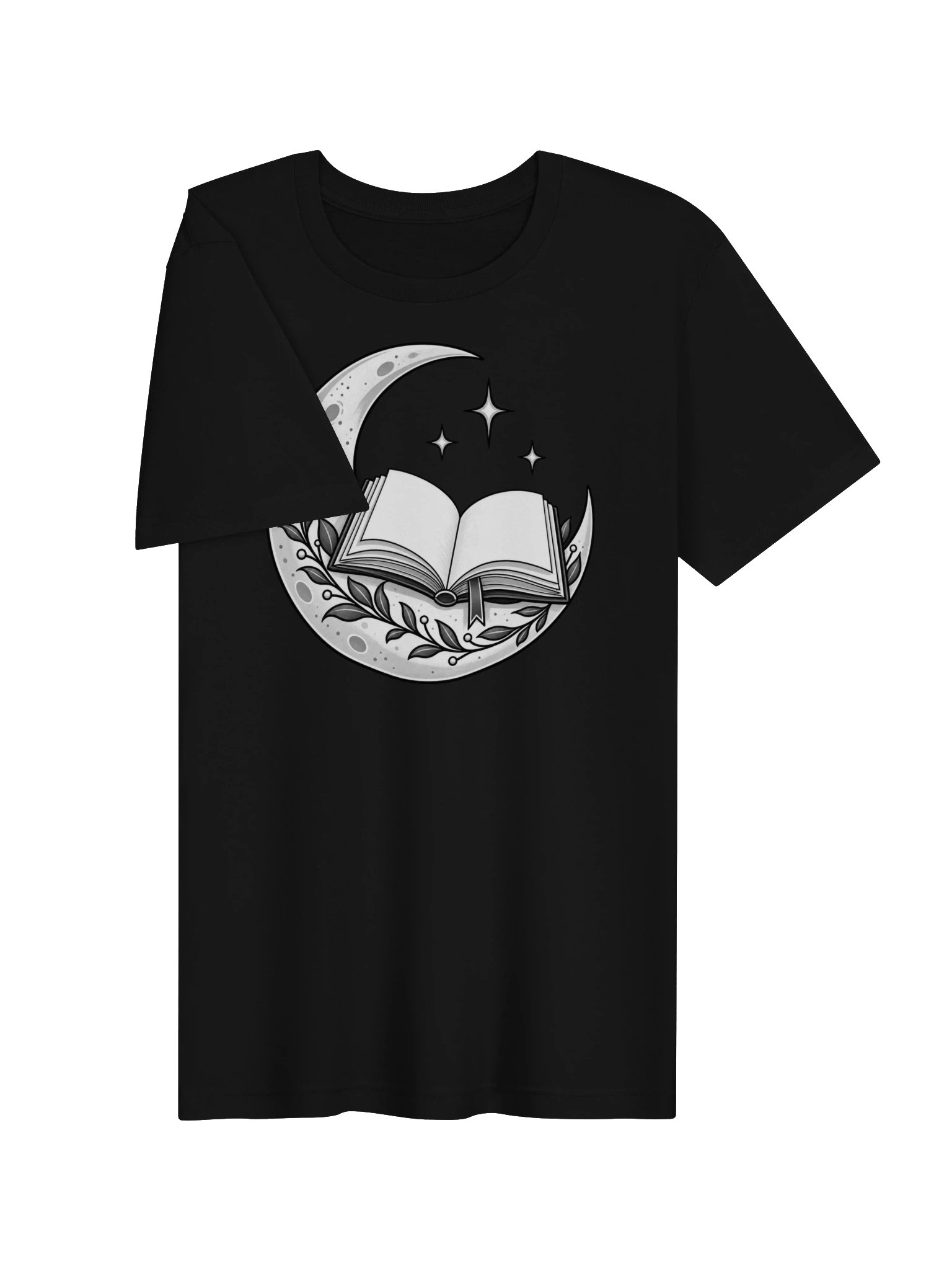 Moonlit Pages Black and White T-Shirt product image (2)