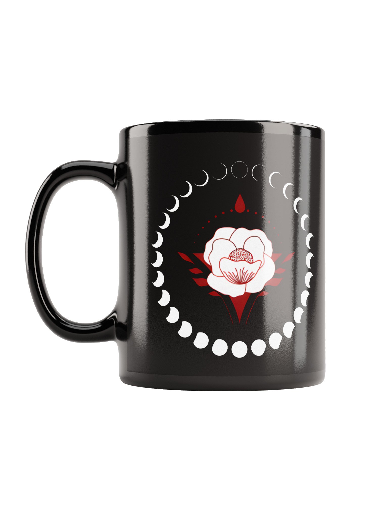 New Moon Cycle Floral Coffee Mug Black | Well Women Rising product image (1)