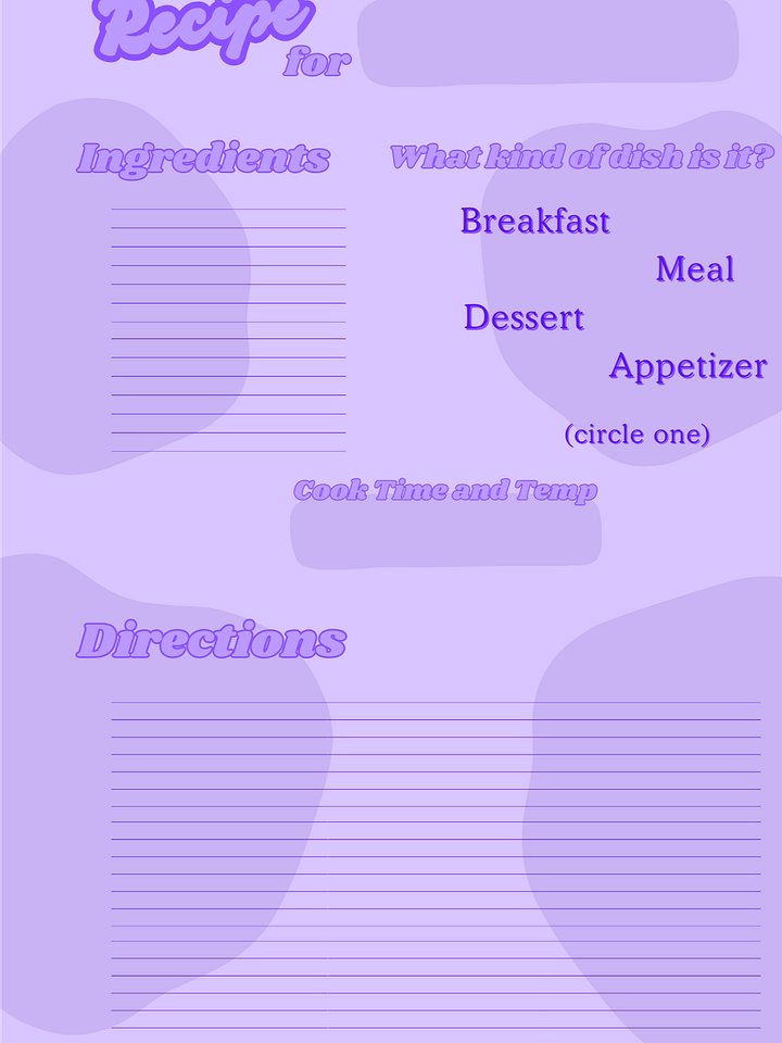 March's Planner Design - Recipes Sheets (A5 Size) product image (1)