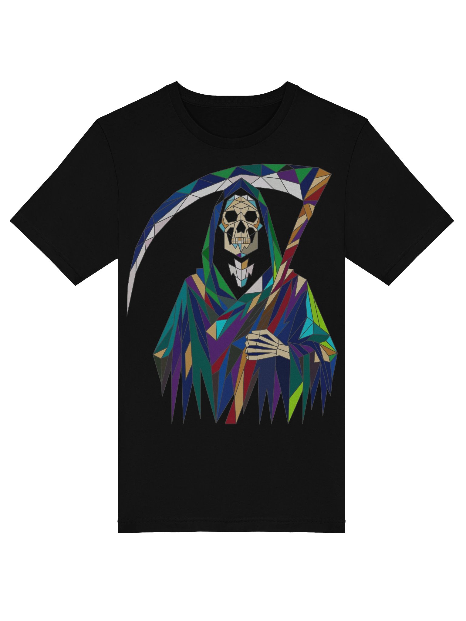 Geometric Grim Reaper T-Shirt | Colorful Skull Graphic Tee product image (5)