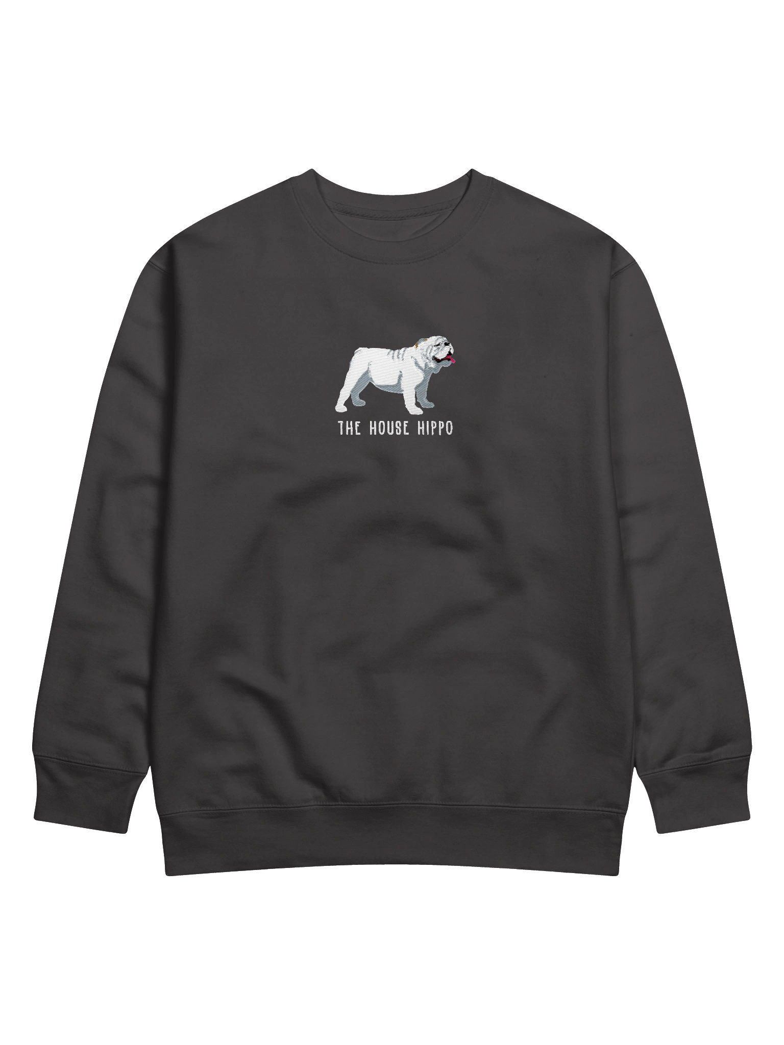 The House Hippo Sweatshirt (Embroidered) of an English Bulldog(White) product image (2)
