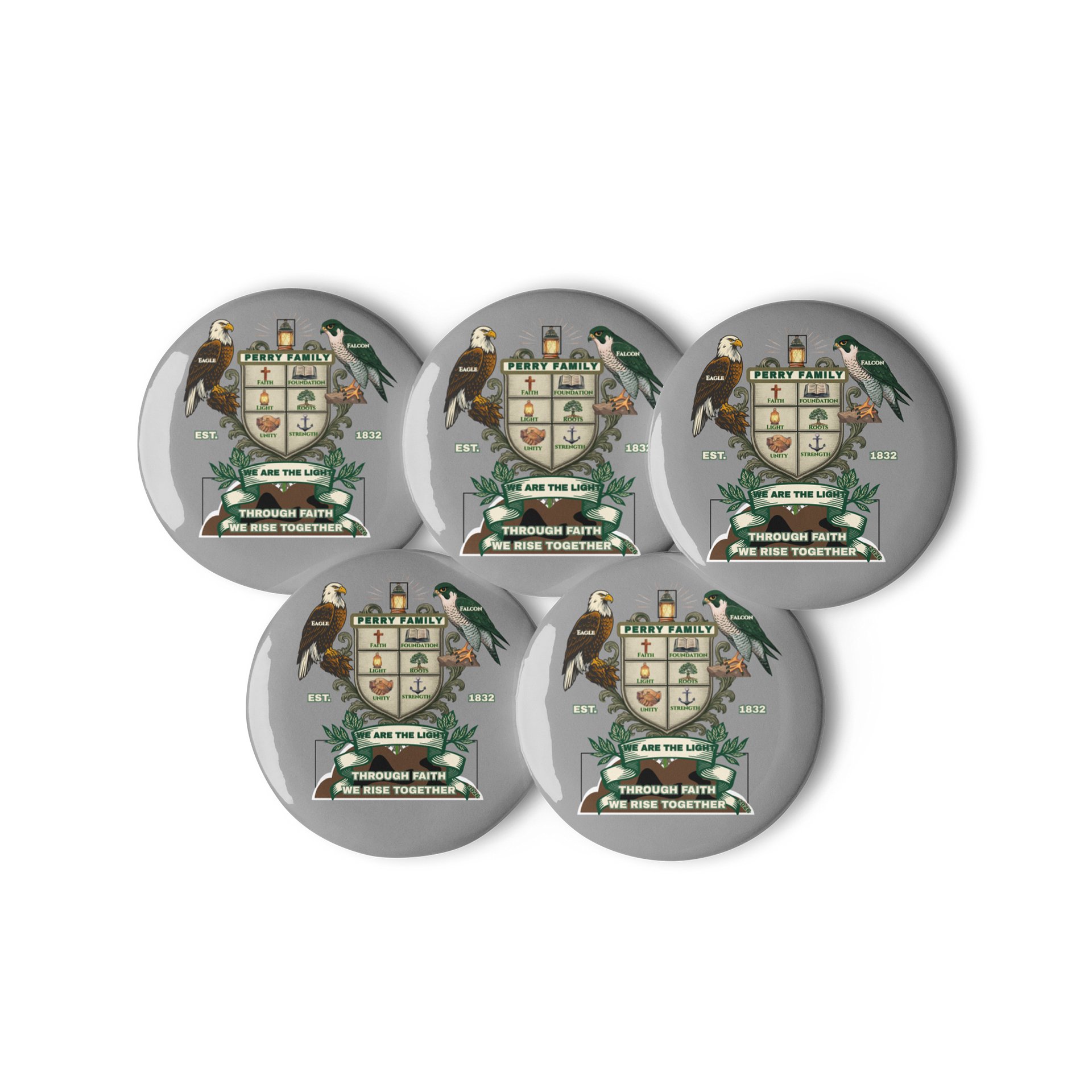 Perry Family Crest Pin Buttons EST 1832 | Legacy Edition product image (3)