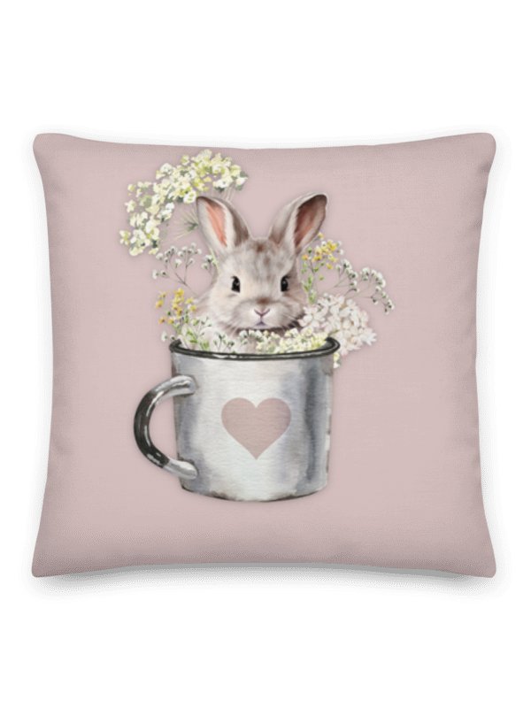 Bunny in A Mug - Blush Rose Pillow product image (1)