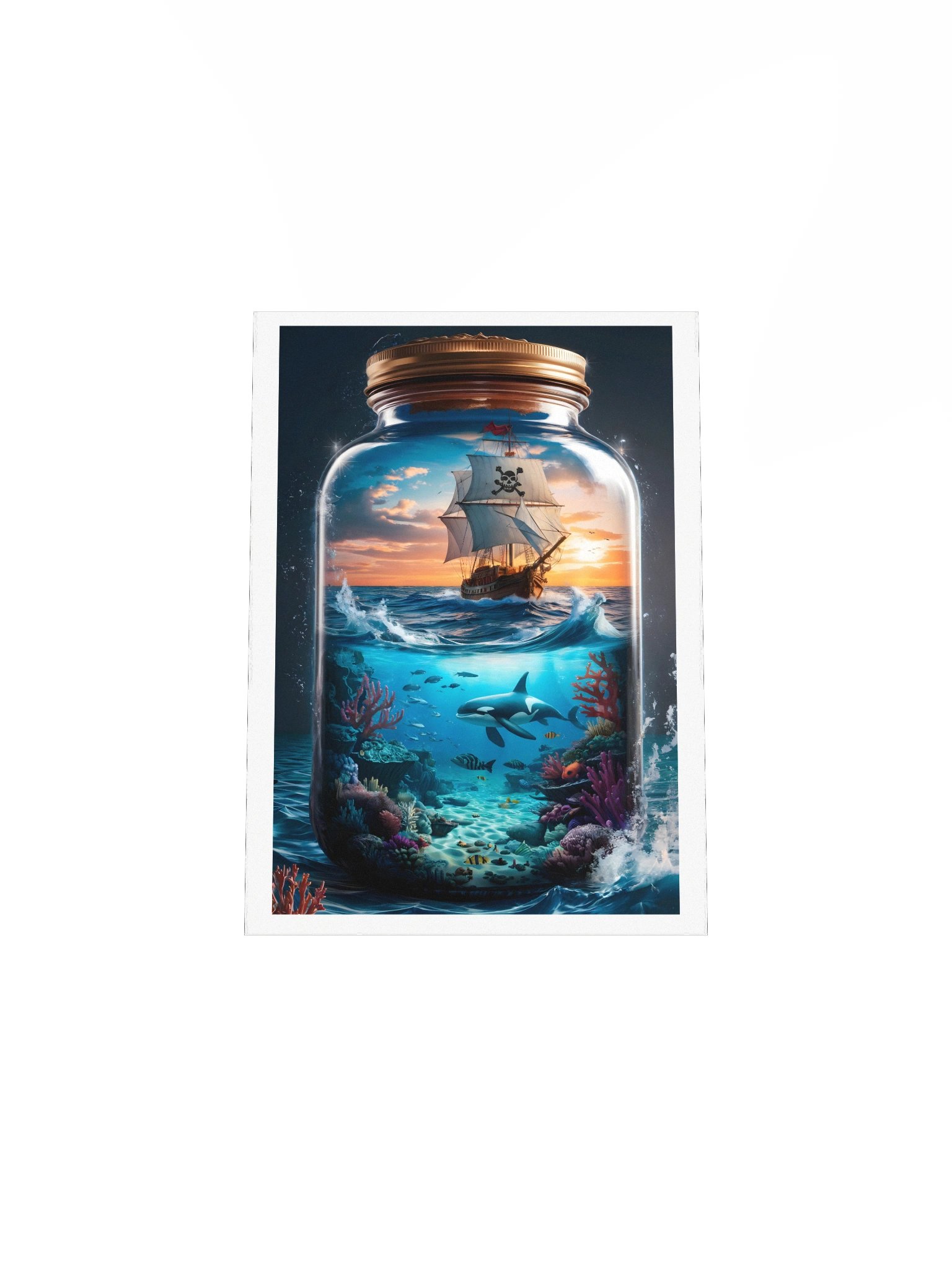 Pirate Ship in a Jar Poster – Surreal Ocean Fantasy Wall Art product image (5)