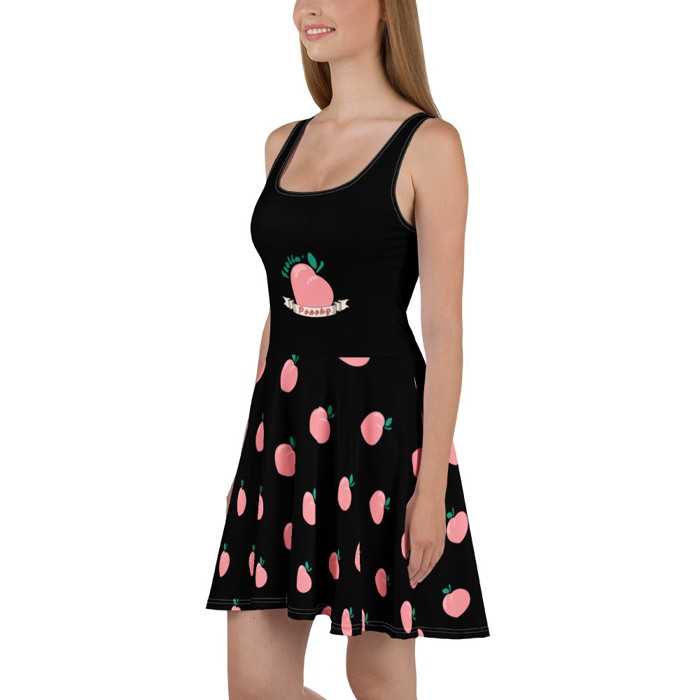Black "Feelin' Peachy" All-Over Print Dress product image (1)