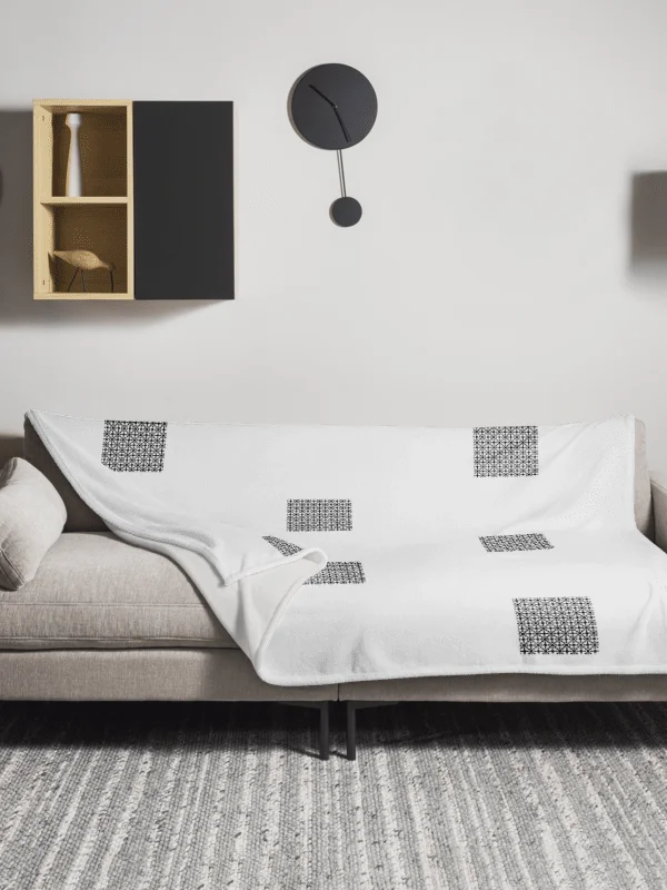 Black and White tiled patterned Printed Throw Blanket product image (2)