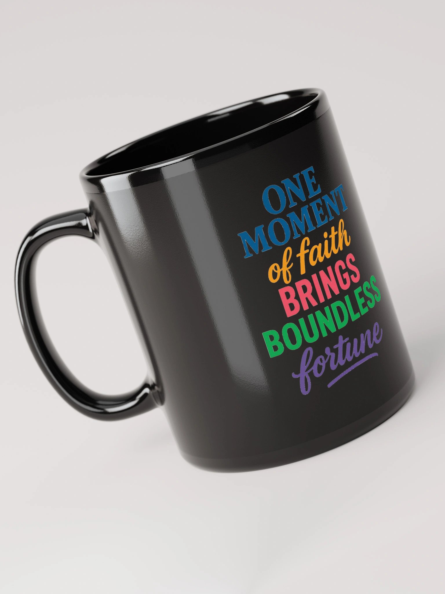 One Moment of Faith Mug – Nichiren Buddhism Inspirational Quote (Black Glossy, 11oz/15oz) product image (3)
