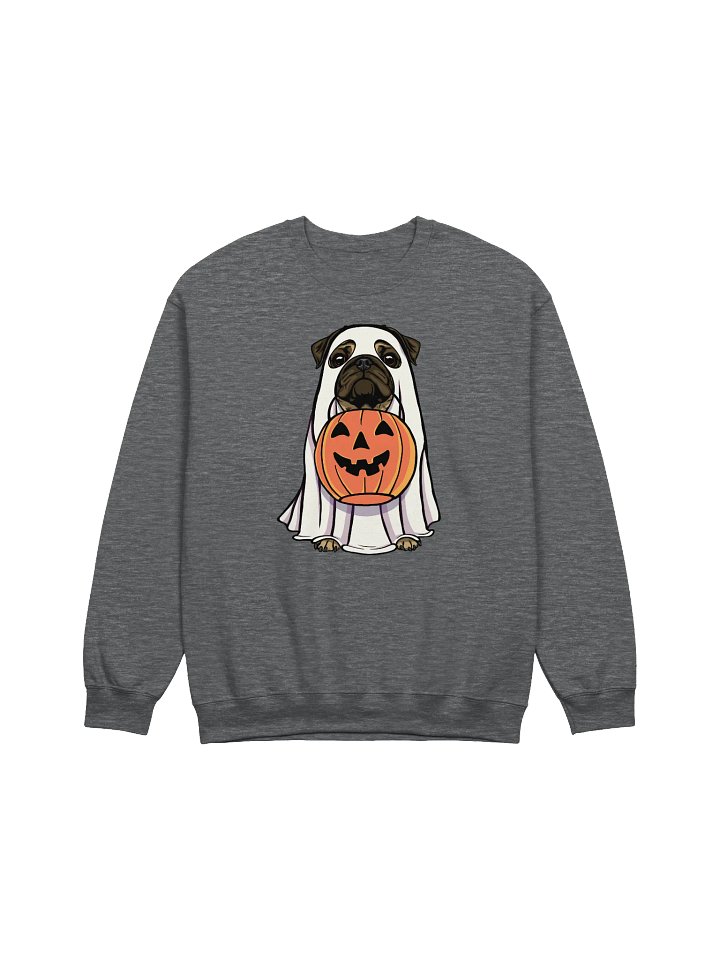 Funny Halloween Pug T-Shirt | Funny Dog Wearing a Ghost Costume and Holding a Pumpkin Basket product image (1)