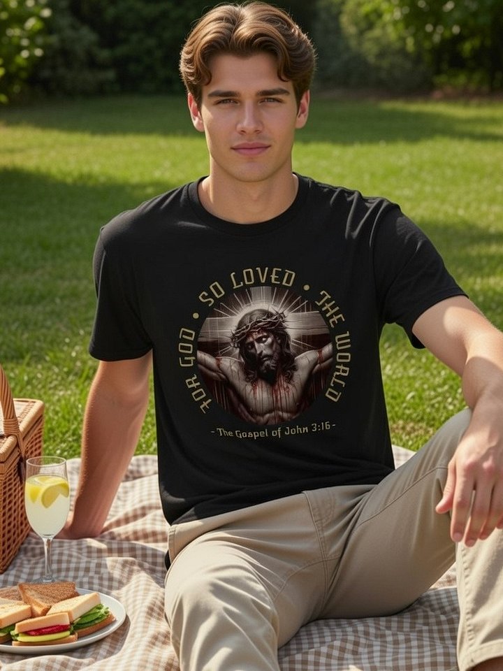For God So Loved The World T-Shirt, John 3:16 Bible Verse Jesus Tee, Faith Design product image (2)