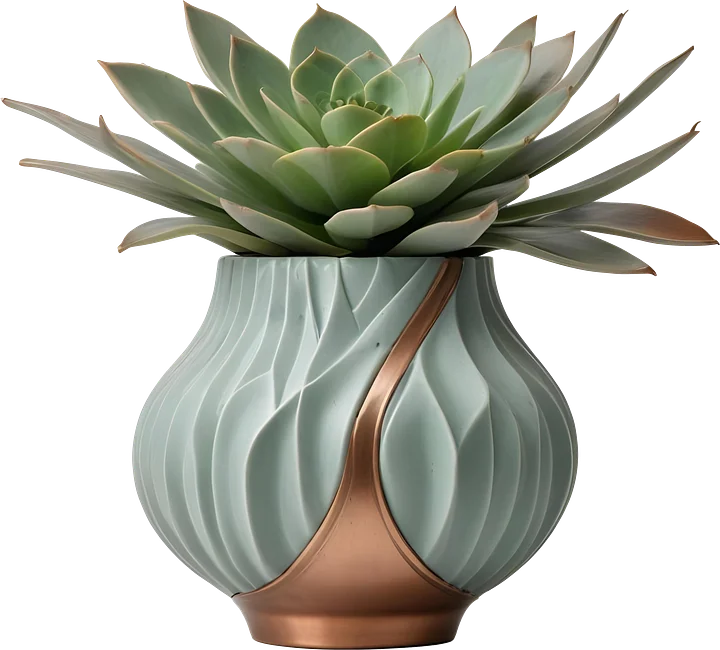 Gatsby Grace – Art Deco Vase with Succulent PNG product image (1)