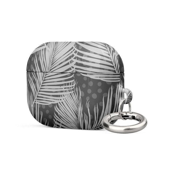 Monochrome Tropical Leaf AirPods Case with Keychain – Shockproof & Stylish Protective Cover product image (2)