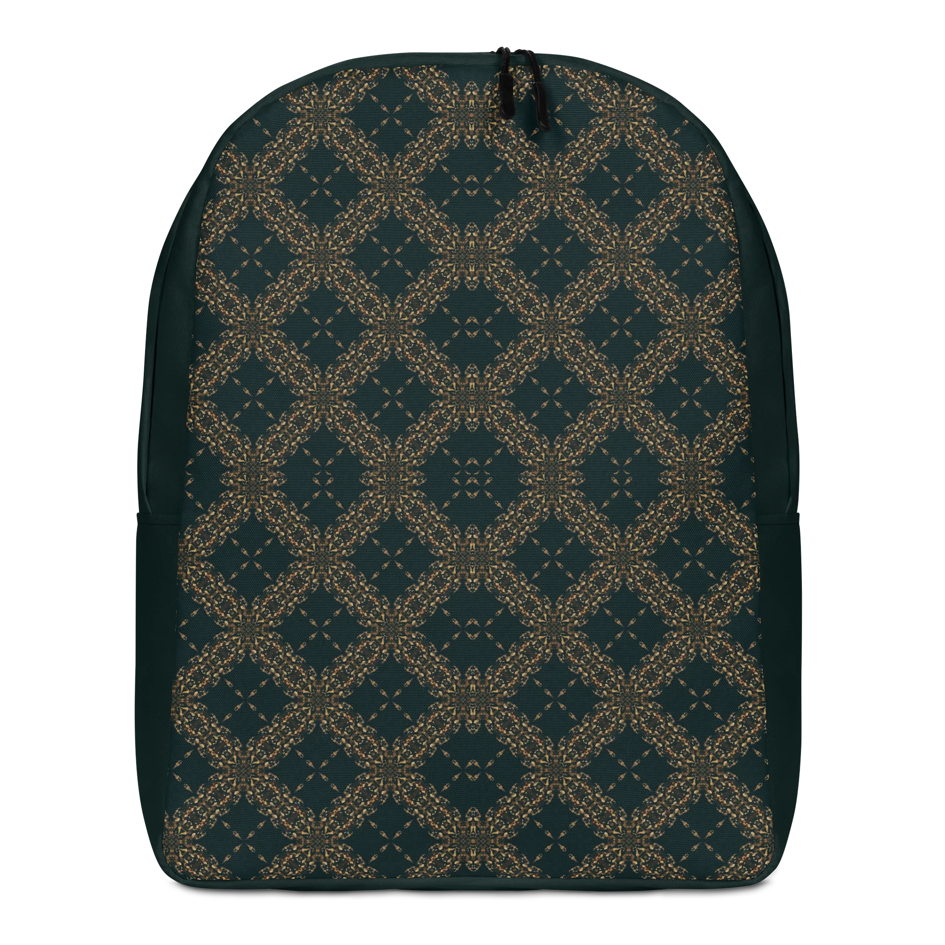 Dark Green Gold Pattern Backpack Elegant Minimalist Bag product image (1)