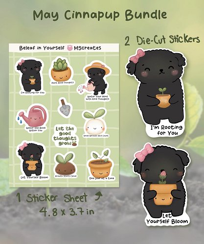 The May Cinnapup bundle is here 🌱🐾

This month’s theme is gentle growth, kind thoughts, and plant therapy vibes.

May Puppyma...