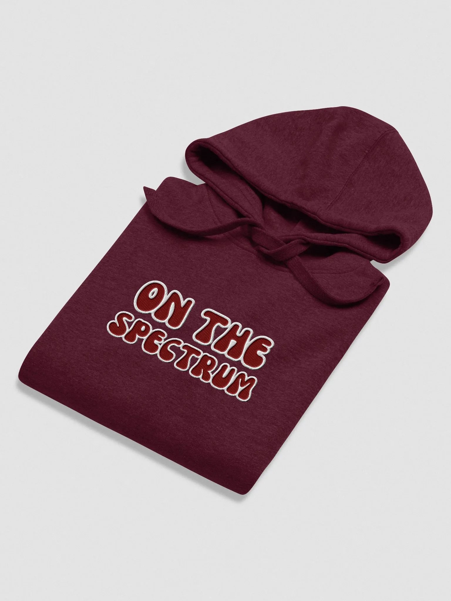 ON THE SPECTRUM lined design (lg., white and maroon) embroidered heavyweight hoodie product image (16)
