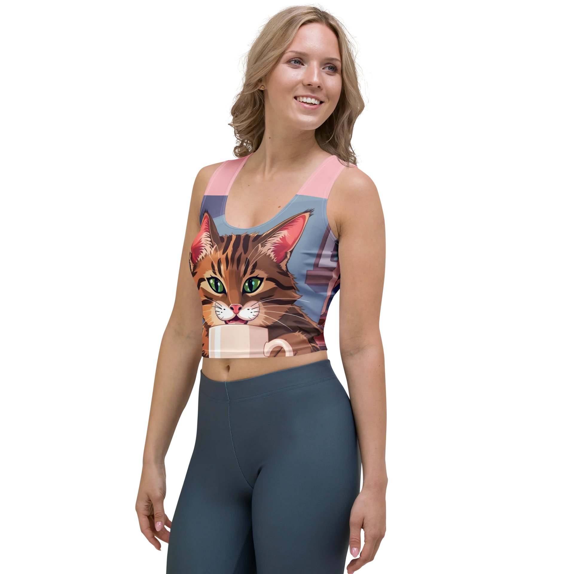 Crop Top T-Shirt-Caffeine Cat product image (3)