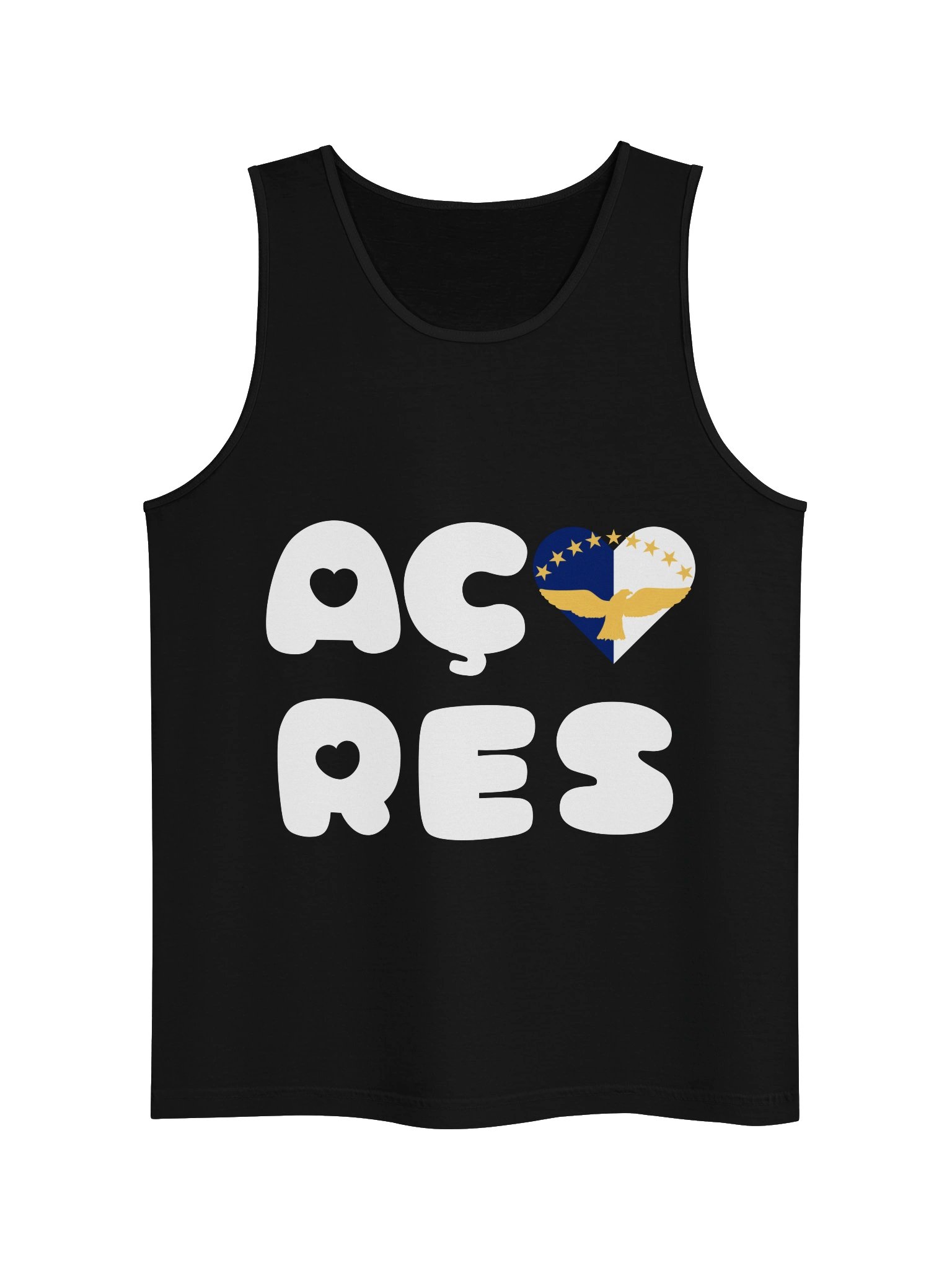 azores hearts (white text) tank top product image (1)