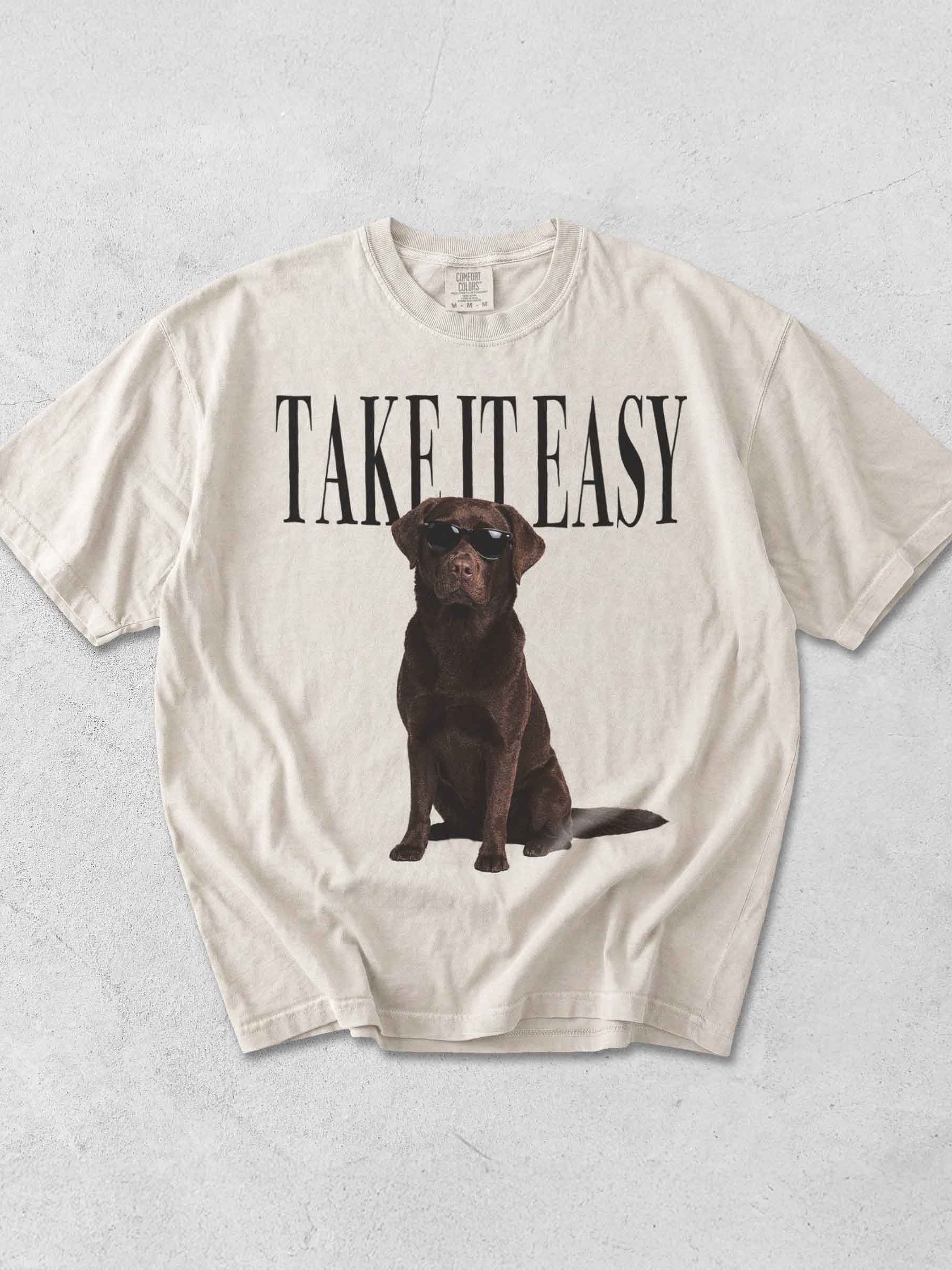 Take It Easy '90s Pop Vintage-Style T-Shirt for Labrador Retriever(Chocolate) Lovers product image (1)